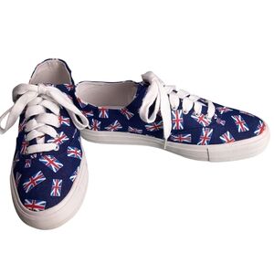 Twiggy London British Flag Canvas Lace-up Sneakers SZ 10M